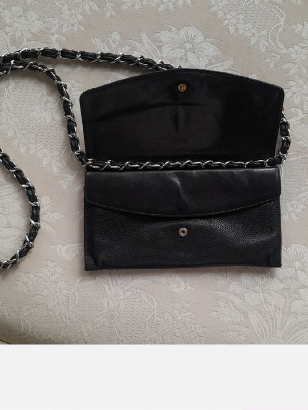 Authentic Vintage Chanel Caviar Clutch or Wallet On Chain with Gold CC Zipper! - Picture 14 of 16